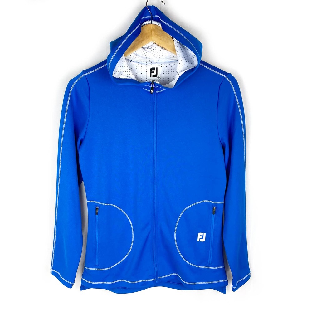 Footjoy Athletic Hoodie Blue Full Zip Hooded Sweatshirt Active Gym Running S
